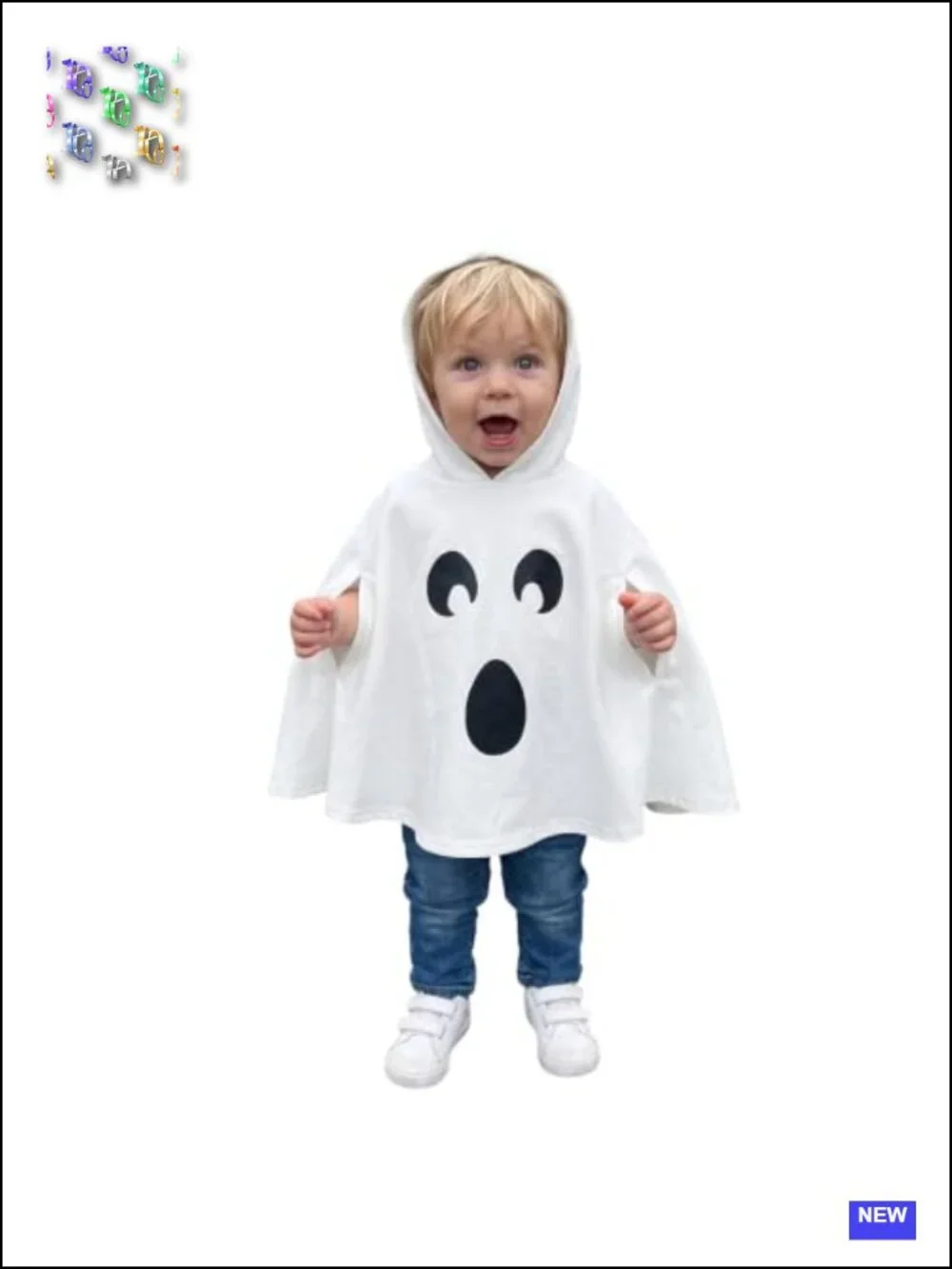 Toddler Baby Ghost Costume Hooded Cape Halloween Outfit Cotton Blend
